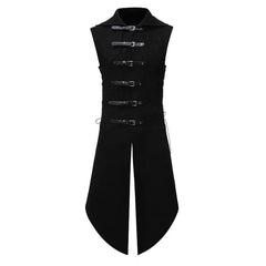 Men's Black Gothic Steampunk Velvet Vest Medieval Victorian Double Breasted Men Suit Vests Tail Coat Stage Cosplay Prom Costume voguable