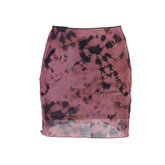 Women Mini Skirt Summer Sheer Tie-dye Print High Waist Mesh Bodycon Skirt with Lining y2k Clothes E Girl Streetwear voguable