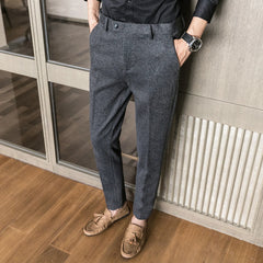 Woolen Dress Trousers Men Thicken Business Formal Office Trousers Wool Mens Suit Pant New voguable