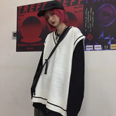 Korean Fashion V-neck Sleeveless Sweater Vests Trend Autumn Men and Women Harajuku England Loose Mens Sweater Vest Streetwear voguable