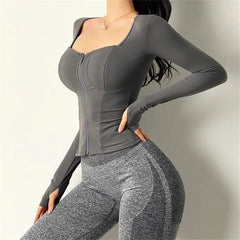 Women Inner Pad Yoga Shirt Long Sleeve Bodybuilding Yoga Top Sportswear Dry fit Gym Sport Clothing Sportswear Workout Top voguable