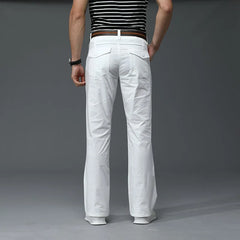 Thin Mens Flared Pants Bootcut Boot cut Cargo Pants Men Leg Fit Classic Flare Vintage Male Straight Trousers white black voguable