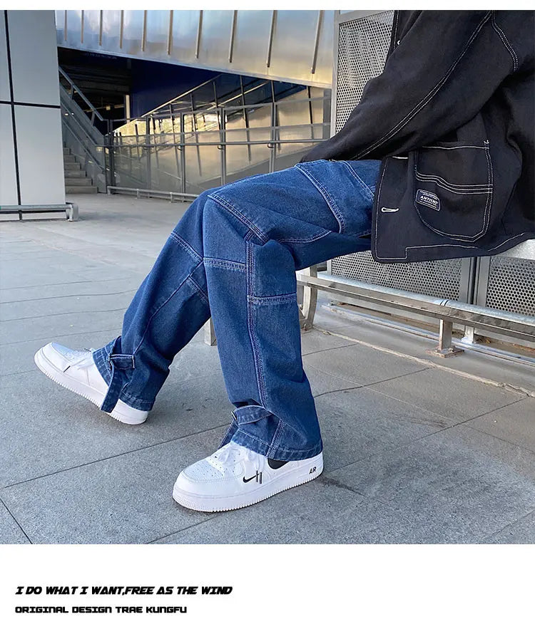 Men Jeans Wide Leg Denim pants Loose Straight Baggy Men's Jeans hip hop Streetwear Skateboard Neutral denim Trousers Cargo jeans voguable