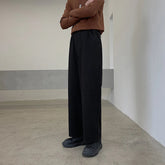 Winter Thick Woolen Pants Men's Warm Fashion Black Brown Casual Pants Men Korean Loose Straight-leg Pants Mens Trousers S-2XL voguable