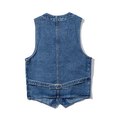 Denim Vest Men's Jacket Spring Autumn Jeans Jacket V-neck Design Korean Vest Loose Casual Fashion All-match Style Male Clothing voguable