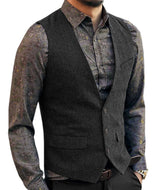 Men's V-Neck Suit Vests Fashion Formal Slim Fit Business Herringbone Dress Waistcoat for Tuxedo Wedding Party voguable
