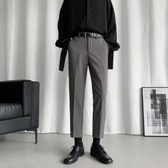 Voguable Korean Style Suit Pants Men Slim Fashion Solid Color Business Society Dress Pants Men Straight Pants Men Soffice Formal Trousers voguable