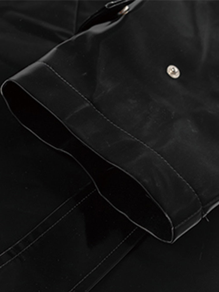 Mauroicardi Brand Long Oversized Luxury Reflective Shiny Patent Leather Trench Coat Men Fashion Belt Waterproof Rain Coat voguable