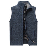 Autumn Winter Mens Sweater Vest Thick Warm Sleeveless Knitted Cardigan Vest Sweatercoat Zipper Casual Outerwear Vest Sleeveless voguable