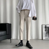 Voguable Korean Style Suit Pants Men Slim Fashion Solid Color Business Society Dress Pants Men Straight Pants Men Soffice Formal Trousers voguable