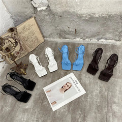 Voguable Gladiator Sandals High Heels Women Fall Best Street Look Females Square Head Open Toe Clip-On Strappy Shoes voguable