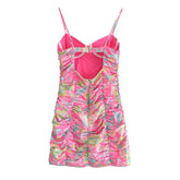 Voguable Romantic Women Fashion Backless Flower Print Sling Sexy Dress Ladies Draped Bodycon Mini Club Party Dress Summer Robe voguable