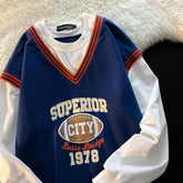 Voguable Vintage POLO Collar Letters Print Oversized Sweatshirt Women for Teen Girls Harajuku New Spring Korean Kawaii Clothes Pullovers voguable