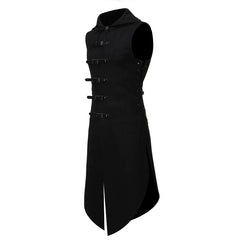 Men's Black Gothic Steampunk Velvet Vest Medieval Victorian Double Breasted Men Suit Vests Tail Coat Stage Cosplay Prom Costume voguable