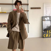 Voguable Summer Korean Shorts Men's Fashion Solid Color Business Casual Dress Shorts Men Streetwear Wild Loose Suit Shorts Men M-XL voguable