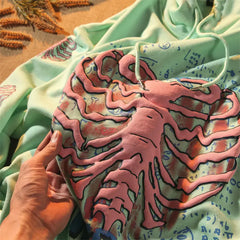 Spring Streetwear Khaki Y2K Tops Skull print Grunge Gothi Oversized Hoodie Streetwear Womens hip-hop Kawaii Female Sweatshirts