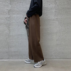 Winter Thick Woolen Pants Men's Warm Fashion Black Brown Casual Pants Men Korean Loose Straight-leg Pants Mens Trousers S-2XL voguable