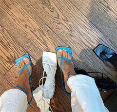 Voguable Gladiator Sandals High Heels Women Fall Best Street Look Females Square Head Open Toe Clip-On Strappy Shoes voguable