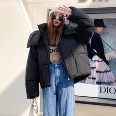 Women's Down Puffer Jackets Winter Korean Fashion Baggy Thickening Warm Bubble Ladies Cropped Coat Cotton Padded Outwear Parkas voguable