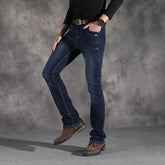 ICPANS Boot Cut Flared Jeans Men Vintage Stretch Regular Fit Jeans Male Casual Mens BootCut Jeans Men Trousers 2019 Fashion Blue voguable