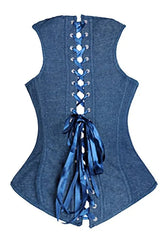Voguable Underbust Corset Vest Waist Cincher Vest Cowboy Blue Corsets and Bustiers Top Sexy Women's Plus Size Cowboy Blue voguable