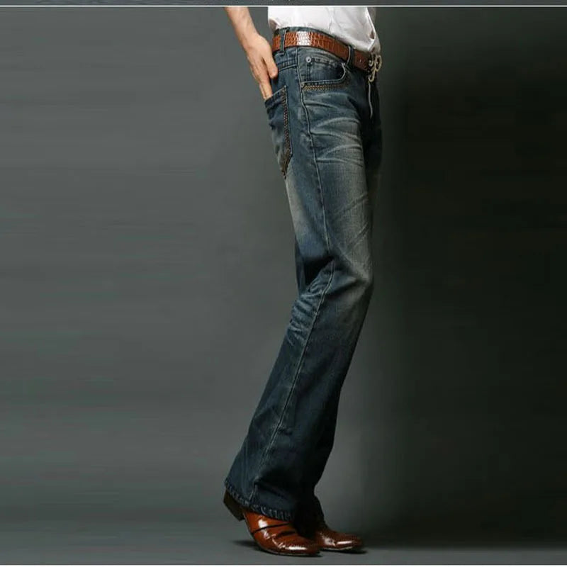 ICPANS Mens Flared Jeans Bootcut Boot cut jeans men Leg Fit Classic Denim Flare Vintage Jeans Male Straight Pants voguable