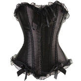 Voguable burlesque corset and skirt set irregular lace up gothic bustier corset dresses for women adjustable plus size black voguable