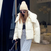 Women's Down Puffer Jackets Winter Korean Fashion Baggy Thickening Warm Bubble Ladies Cropped Coat Cotton Padded Outwear Parkas voguable