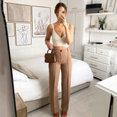 Ardm High Waisted Casual White Trousers Women Brown Stright Pants Office Lady Korean Style Women Pantalones voguable