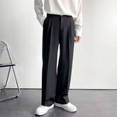 Voguable Solid Color Formal Suit Pants Men Korean Fashion Loose Casual Pants Men Harajuku Streetwear Wide-leg Straight-leg Pants Men voguable