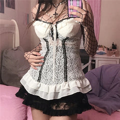 y2k Aesthetic Lace Tops Women Dark Academia Clothes Ruffles V Neck Sleeveless Camisole 2000s Gothic Clothing Streetwear voguable