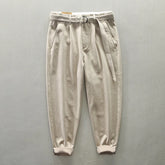 Cotton Thicken Winter Men Casual Pants Brown Japan Korea Style Loose Belt Trousers Baggy Pants Men Winter Autumn voguable