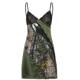 Voguable Sexy Lace Patchwork Women Dresses Vintage y2k Aesthetic A-Line Emo V-neck Sling Partywear Dress Grunge Fairycore Clothe voguable