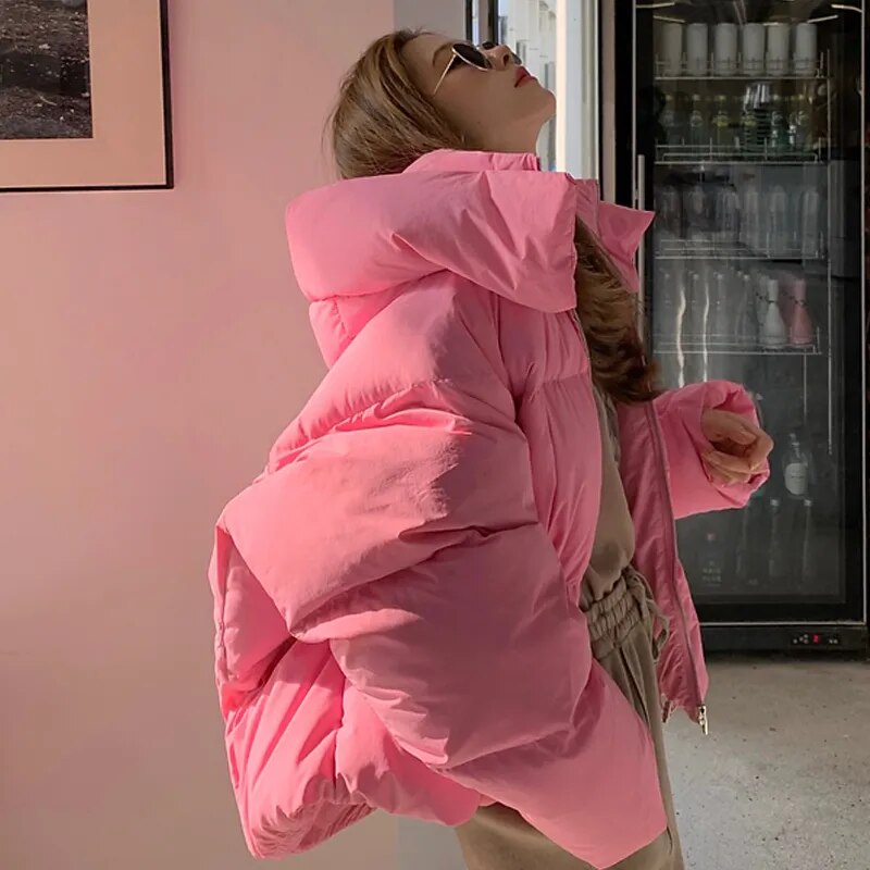 Women's Down Puffer Jackets Winter Korean Fashion Baggy Thickening Warm Bubble Ladies Cropped Coat Cotton Padded Outwear Parkas voguable