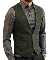 Men's V-Neck Suit Vests Fashion Formal Slim Fit Business Herringbone Dress Waistcoat for Tuxedo Wedding Party voguable