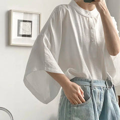 Voguable Summer Oversize Shirt Men's Fashion Black White Casual Shirt Men Streetwear Korean Loose Short Sleeve Shirts Men Pullover Shirt voguable