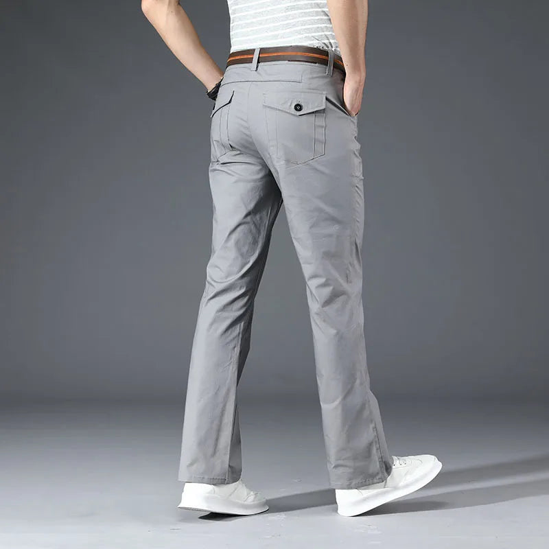 Thin Mens Flared Pants Bootcut Boot cut Cargo Pants Men Leg Fit Classic Flare Vintage Male Straight Trousers white black voguable