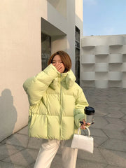 Women's Down Puffer Jackets Winter Korean Fashion Baggy Thickening Warm Bubble Ladies Cropped Coat Cotton Padded Outwear Parkas voguable