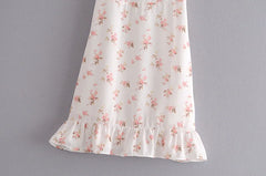 Voguable Spaghetti Strap Sexy Dress Women Sweet Ruffle Floral Print Dress Female Backless Sleeveless V Neck A-line Summer Chiffon Dress voguable