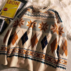 Voguable  Pullovers Vintage Retro Christmas Sweater Couple  Men's Knitted Sweater Winter Warm Casual Korean Streetwear Harajuku voguable