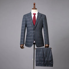 Voguable Men Suits Latest Coat Plaid Design Tailor-Made Tuxedo 3 Pieces Blazer Groom Groomsman Wedding Business Causal Party Singer voguable
