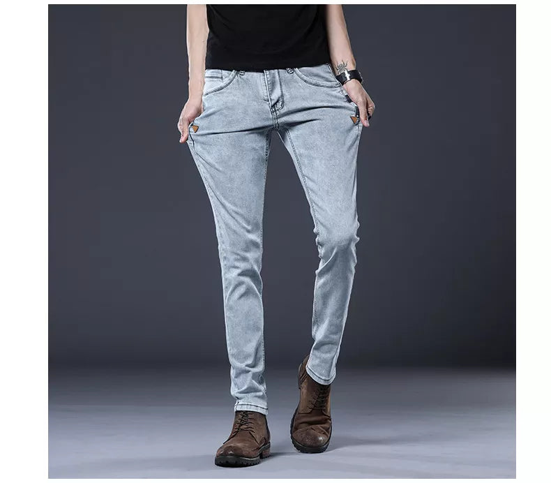 Skinny Denim Jeans Men Slim Fit Stretch Mens Jeans Pant Gray Blue New voguable