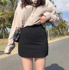Skirts Women High Waist A-line Solid Simple Slim All-match Korean Style Chic Fashion Elegant Vintage Novelty Womens Trendy New voguable