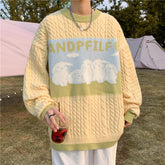 Voguable Harajuku Knitted Sweaters Cartoon Sheep Pullovers Men Hip Hop Streetwear Sweater Male Autumn Winter Loose Pullovers voguable
