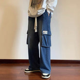 Voguable Japanese Streetwear Corduroy Pants Women Vintage Brown Cargo Pants Women Pockets Oversized Korean Style Wide Leg Trousers voguable