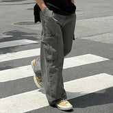 Voguable guys clothing styles Myq Vintage Washed Distressed Jeans Men's Summer Loose Overalls Korean Style Trendy Wide Leg Straight Pants voguable