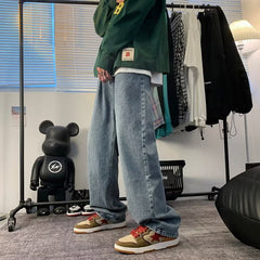 Voguable 90s fashion men Jeans Men's Spring and Summer Ins Hong Kong Style Retro Drop-down Wide-Leg Pants Versatile Loose Straight Dad Pants voguable