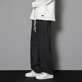 Voguable black men fashion urban Clean and Comfortable Trendy Season Men's New Jeans Loose Straight Casual Youth Hong Kong Style Cropped Pants All-Matching voguable