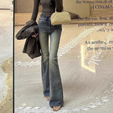 Voguable grunge outfits Tall Lengthened Retro Distressed Slim Fit Skinny Jeans American High Street High Waist Straight Mop Flared Pants for Women voguable