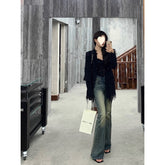 Voguable grunge outfits Tall Lengthened Retro Distressed Slim Fit Skinny Jeans American High Street High Waist Straight Mop Flared Pants for Women voguable